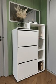Stewehome Ντουλάπι Παπουτσιών με Ράφια λευκό 90x32x143 cm