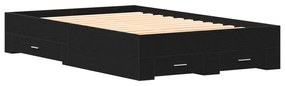 vidaXL κρεβάτι  με συρτάρια Μαύρος Δρυς 120x200 εκ Επεξεργασμένο Ξύλο