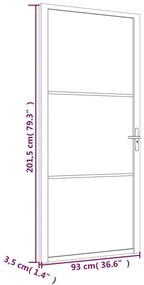 vidaXL Εσωτερική Πόρτα 93x201,5 εκ. Μαύρη ESG Γυαλί και Αλουμίνιο