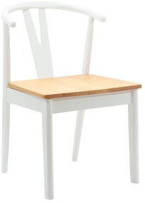 vidaXL Καρέκλα τραπεζαρίας 2 pcs Λευκό και Φυσικό Στερεό Ξύλο Ραβέντι