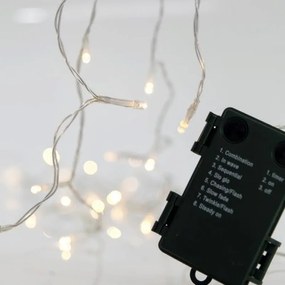 Eurolamp Σειρά 20 LED Θερμό Λευκό 1.9m Με 8 Προγράμματα Και Χρονοδιακόπτη ΙΡ44 Διαφανές Καλώδιο Μπαταρίας 600-11158