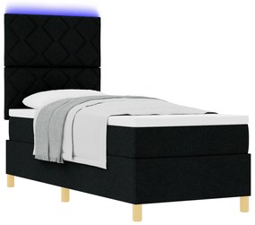 vidaXL Κρεβάτι με Βάση & LED Μαύρο 80x200 εκ. Υφασμάτινο