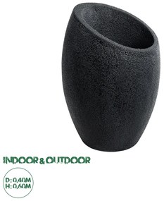 20732 GloboStar® Artificial Garden MESTRE 20732 Επιδαπέδιο Πολυεστερικό Τσιμεντένιο Κασπώ Γλάστρα - Flower Pot Μαύρο Φ40 x Υ60cm