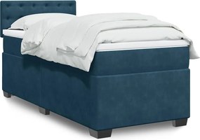vidaXL Κρεβάτι Boxspring με Στρώμα Μπλε 80 x 200 εκ. Βελούδινο