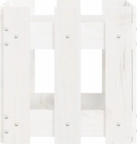 vidaXL Ζαρντινιέρα με Σχέδιο Φράχτη Λευκή 30x30x30 εκ. Μασίφ Πεύκο