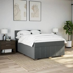 vidaXL Κρεβάτι Boxspring με Στρώμα Σκούρο Γκρι 160x200 εκ Υφασμάτινο