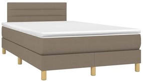 Κρεβάτι Boxspring με Στρώμα &amp; LED Taupe 120x190 εκ. Υφασμάτινο - Μπεζ-Γκρι