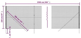 Συρματόπλεγμα Περίφραξης Ανθρακί 2,2x25 μ. Γαλβανισμένο Ατσάλι - Ανθρακί