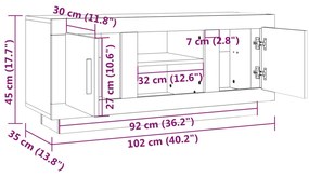 Έπιπλο Τηλεόρασης Γκρι Sonoma 102x35x45 εκ. από Επεξεργ. Ξύλο - Γκρι