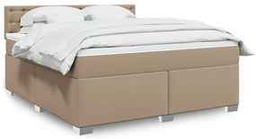 vidaXL Κρεβάτι Boxspring με Στρώμα Καπουτσίνο 180x200 εκ. Συνθ. Δέρμα