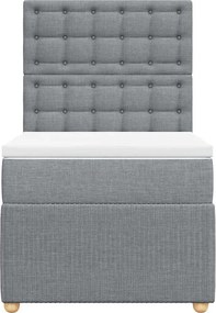 vidaXL Κρεβάτι Boxspring με Στρώμα Ανοιχτό Γκρι 100x200 εκ. Υφασμάτινο