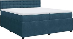 vidaXL Κρεβάτι Boxspring με Στρώμα Μπλε 200x200 εκ. Βελούδινο