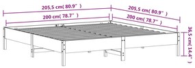 Πλαίσιο Κρεβατιού 200 x 200 εκ. από Μασίφ Ξύλο Πεύκου - Καφέ