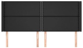 Κεφαλάρι με Πτερύγια Μαύρο 183x16x118/128 εκ. Συνθ. Δέρμα 3119542