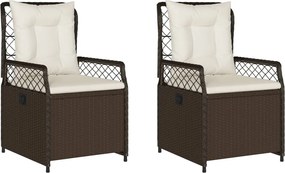 vidaXL Καρέκλες Κήπου Ανακλινόμενες 2 τεμ. Καφέ Συνθ. Ρατάν