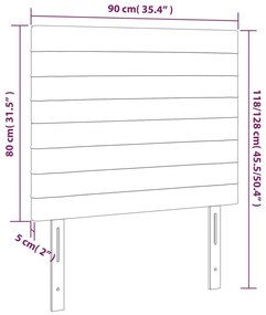 Κεφαλάρι Κρεβατιού LED Σκούρο Γκρι 90x5x118/128 εκ. Βελούδινο - Γκρι
