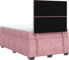vidaXL Κρεβάτι box spring με στρώμα Ροζ 120 x 200 cm Βελούδο