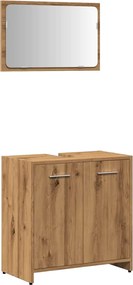 vidaXL Ντουλάπι μπάνιου με καθρέφτη Ξύλο Τεχνικής Δρυς
