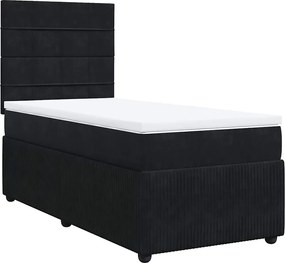 vidaXL Κρεβάτι Boxspring με Στρώμα Μαύρο 90x200 εκ. Βελούδινο
