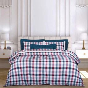Σεντόνια 2266 (Σετ 4τμχ) Red-Blue Greenwich Polo Club Υπέρδιπλo 240x260cm 100% Βαμβάκι