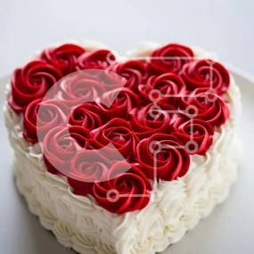 Σετ των 2 Intra Συλλεκτικό Ξύλινο Παζλ Plywood  4mm - Τούρτα σε σχήμα καρδιάς με κόκκινα τριαντάφυλλα Σε Ξύλινο Κουτί - Διαστάσεις: 10x10 cm – 25 κομμάτια