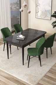 Dining Table &amp; Chairs Set (5 Pieces) Arp - Black Marble, Khaki Black Marble
Khaki