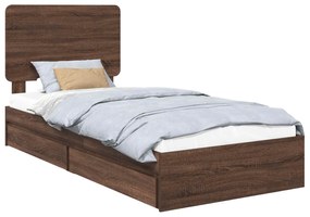 vidaXL Κρεβάτι Αποθήκης Καφέ δρυς 90 x 200 cm Επεξεργασμένο ξύλο