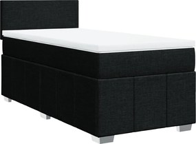 vidaXL Κρεβάτι Boxspring με Στρώμα Μαύρο 90x190 εκ.Υφασμάτινο