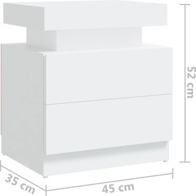 vidaXL Κομοδίνο Λευκό 40 x 35 x 52 εκ. από Επεξεργ. Ξύλο