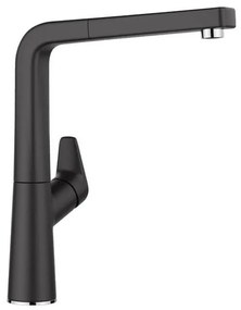 Blanco Avona-S SILGRANIT® Black Μπαταρία Κουζίνας με Περιστρεφόμενο Ρουξούνι και Αποσπώμενο ντους