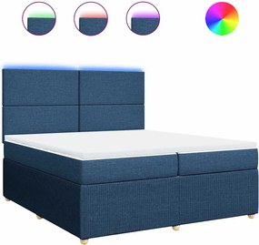 vidaXL Κρεβάτι Boxspring με Στρώμα Μπλε 200x200 εκ. Υφασμάτινο