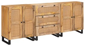 vidaXL Πλαϊνό γραφείο 3 pcs Καφέ 180 x 33 x 75 εκ. Στερεό ξύλο μάνγκο