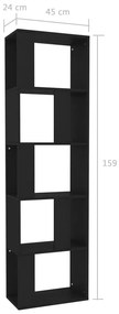 vidaXL Βιβλιοθήκη/Διαχωριστικό Χώρου Μαύρη 45x24x159 εκ. Επεξ. Ξύλο