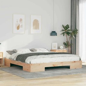 vidaXL Κρεβάτι δαπέδου Καφέ 200 x 200 cm Μασίφ ξύλο πεύκου
