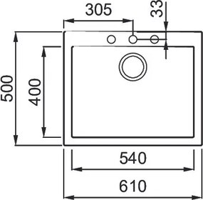 Elleci Quadra 110 - Νεροχύτης Κουζίνας Γρανίτη 61x50 - Nero