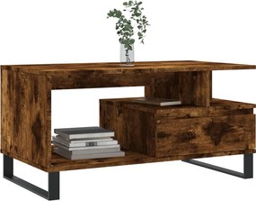 vidaXL Τραπεζάκι Σαλονιού Καπνιστή Δρυς 90x49x45 εκ. Επεξεργασμ. Ξύλο