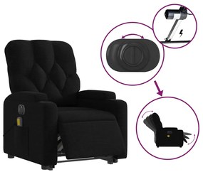 vidaXL Πολυθρόνα Μασάζ Ηλεκ. Ανακλινόμενη με Ανύψωση Μαύρη Υφασμάτινη