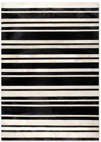 Δερμάτινο Χειροποίητο Χαλί Skin Stripes Black-White