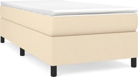 vidaXL Κρεβάτι Boxspring με Στρώμα Κρεμ 90x200 εκ.Υφασμάτινο
