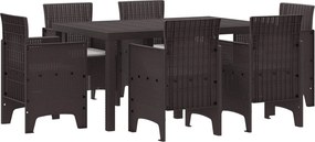 vidaXL Σέτ φαγητού για κήπο 7 pcs Καφέ Rattan Polt