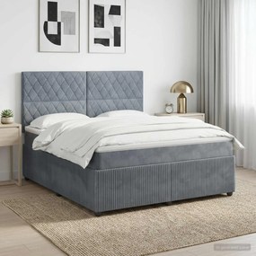 vidaXL Κρεβάτι box spring με στρώμα Σκούρο Γκρι 140 x 190 cm Βελούδο