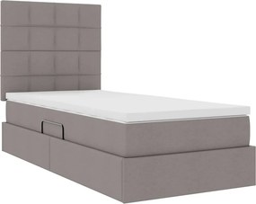 vidaXL LED Κρεβάτι αποθήκευσης με στρώμα Taupe 100 x 200 cm Ύφασμα