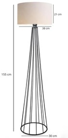 Φωτιστικό δαπέδου Firdo I Ε27 ύφασμα κρέμα-μέταλλο μαύρο Φ38x121εκ 38x38x121 εκ.