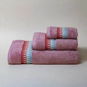 Πετσέτα Σώματος (80x150) White Fabric Alva Pink 600gsm