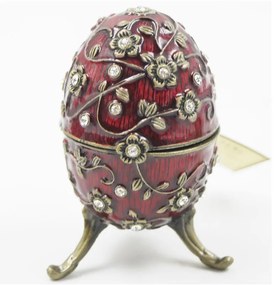 Διακοσμητικό Κουτάκι Μινιατούρα Αυγό Κόκκινο Με Σμάλτο &amp; Στρας Royal Art 10εκ. BOS5659RD