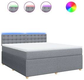 vidaXL Κρεβάτι Boxspring με Στρώμα Ανοιχτό Γκρι 180x200 εκ. Υφασμάτινο