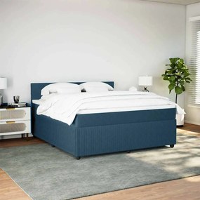 vidaXL Κρεβάτι Boxspring με Στρώμα Μπλε 180x200 εκ. Βελούδινο