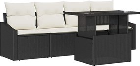 vidaXL Σετ Καναπέ Κήπου με αποθήκευση 5 pcs Μαύρο Πολυ ράταν