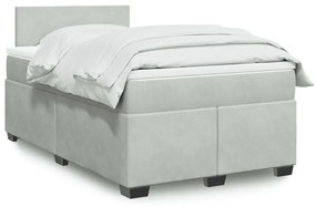 Κρεβάτι Boxspring με Στρώμα Ανοιχτό Γκρι 120x200 εκ. Βελούδινο