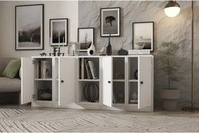 Stewehome Κονσόλα με ράφι και ντουλάπι Λευκό 129x160x160 cm